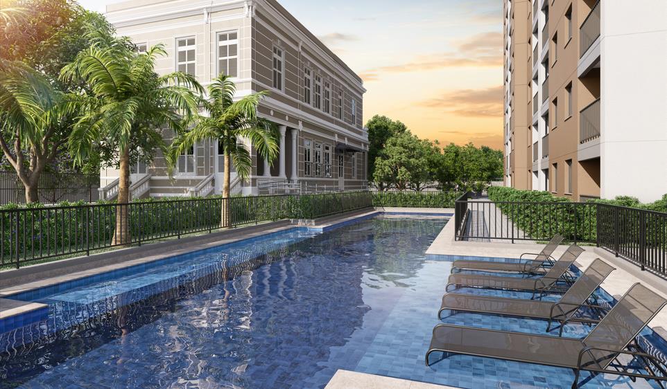 Fachada moderna do empreendimento Luzes do Rio Cury em área nobre do Rio de Janeiro.